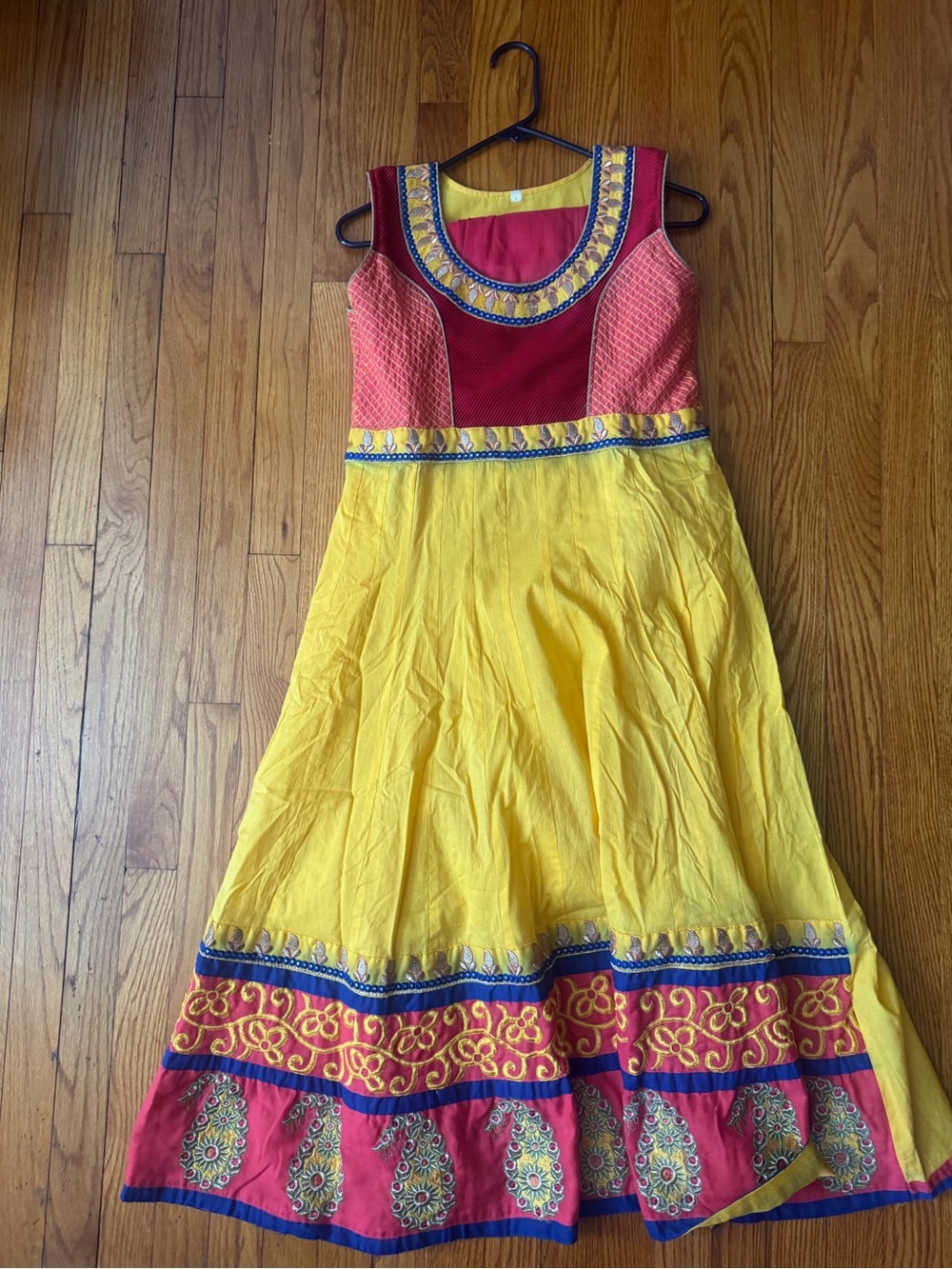 Yellow and Red Embroidered Indian dress with dupatta and pants